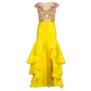 Mikado High-Low Embroidered Dress from Marchesa Notte